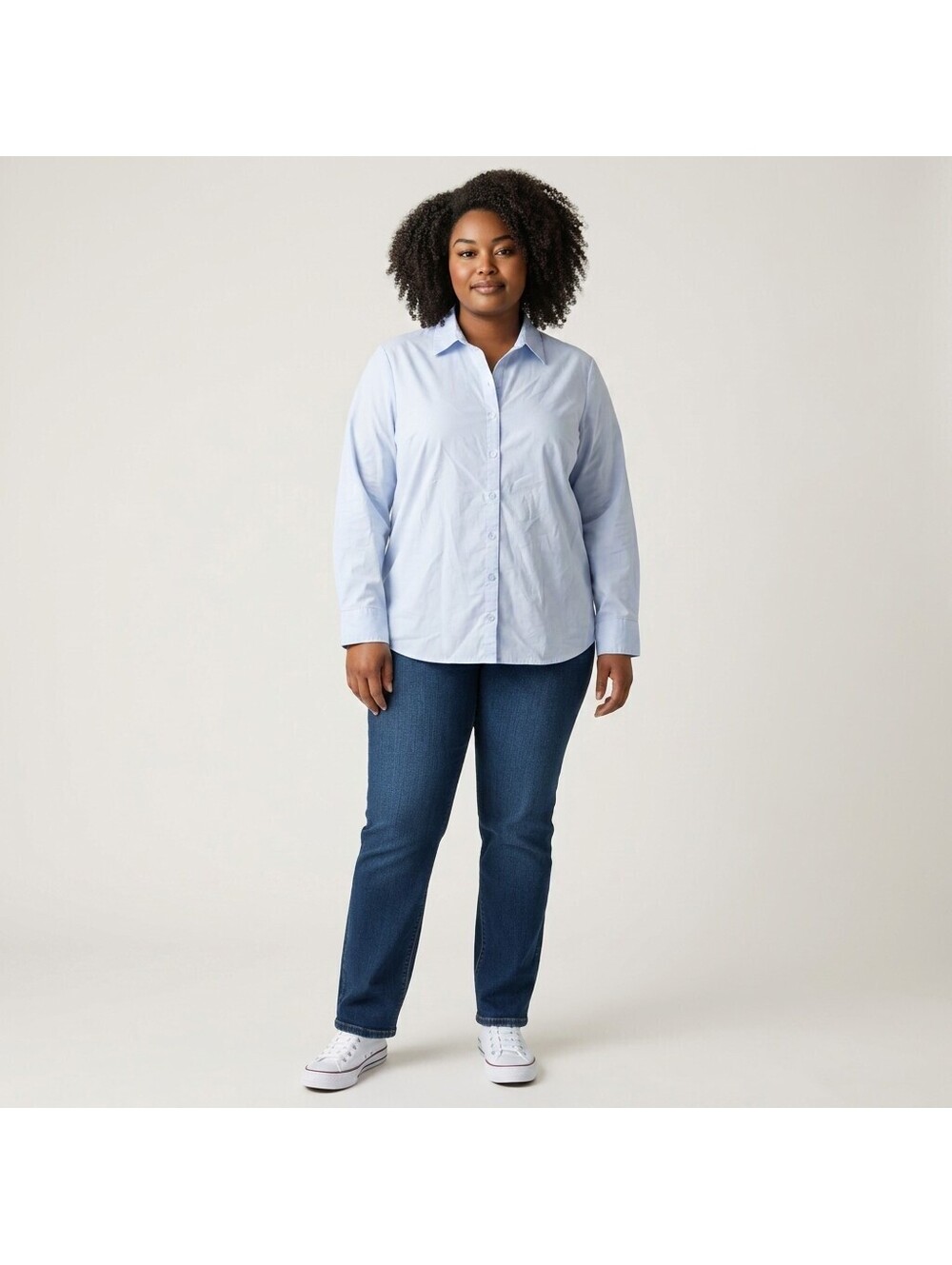 George Shirt Women XL Blue Striped Button Up Collared Long Sleeve Cotton Casual